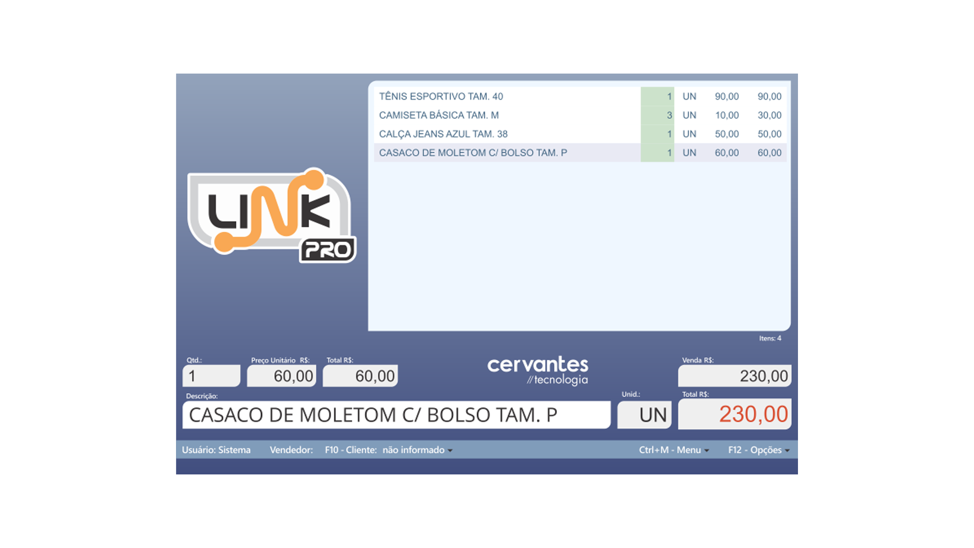 Sistema LinkPro PDV - Interface moderna e intuitiva
